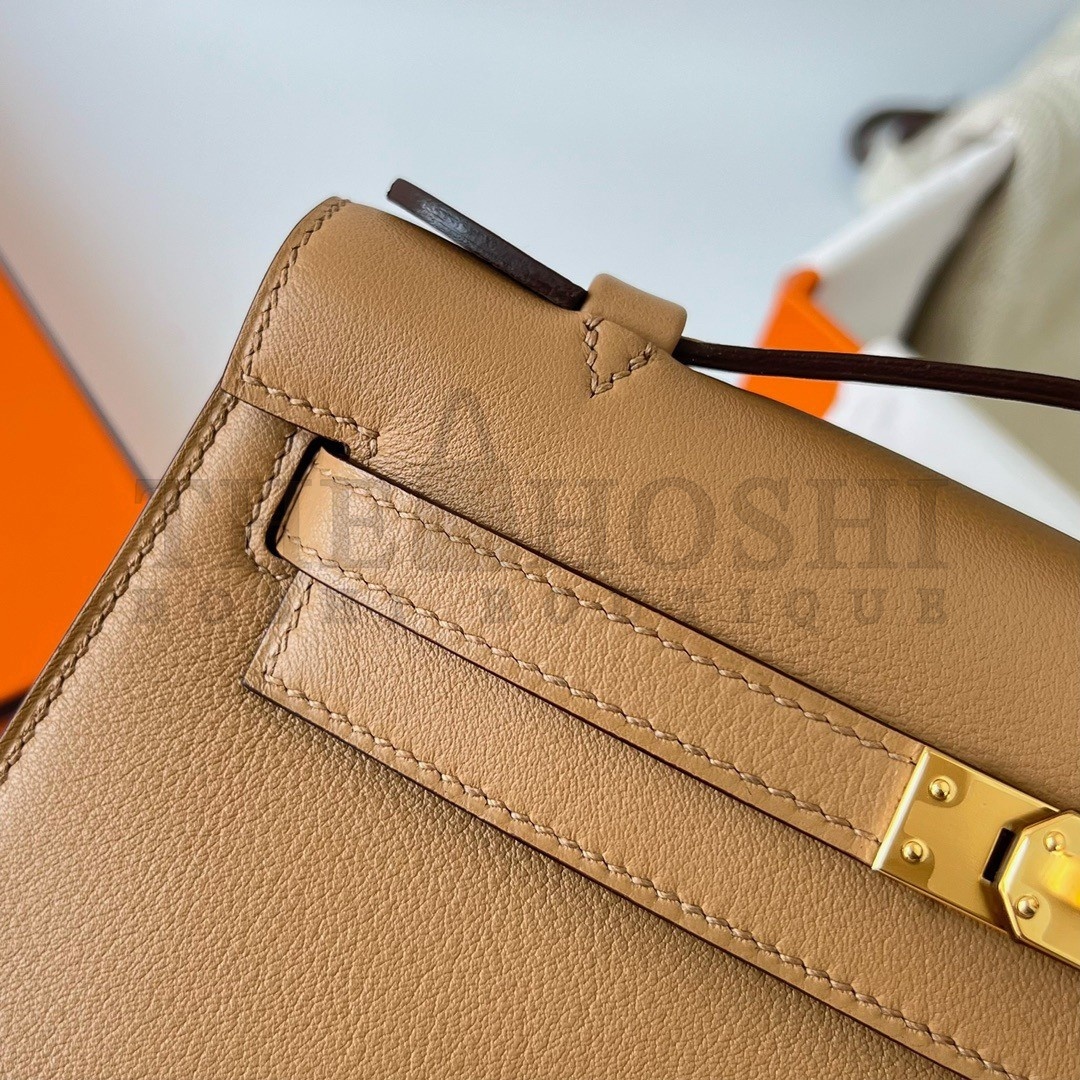 H**me5 Kelly Pochette Handmade Bag In Chai Swift Calfskin Master Quality