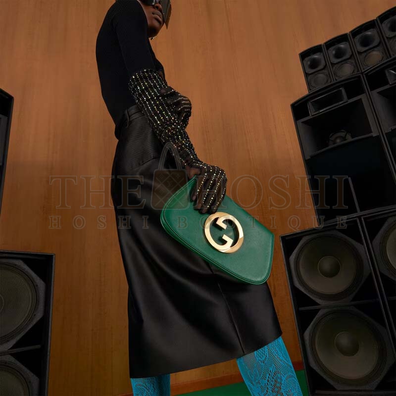 Gvc*1 Women GG Blondie Shoulder Bag Emerald Green Leather Round Interlocking G Master Quality