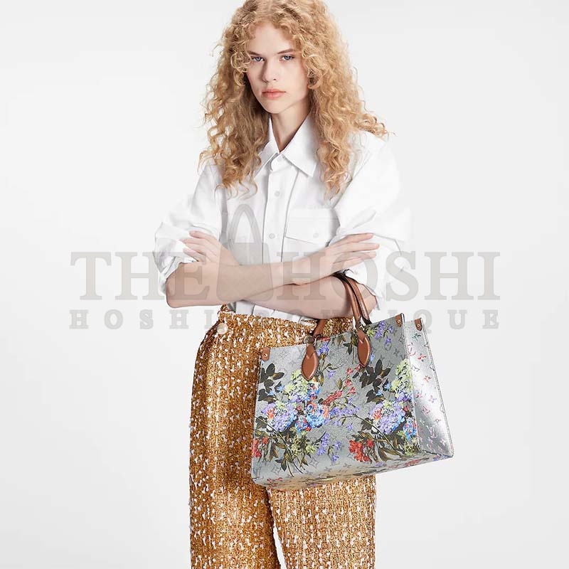 L0vis Vvtt0n LV Women OnTheGo MM Tote Silver Coated Canvas Cowhide Leather Master Quality