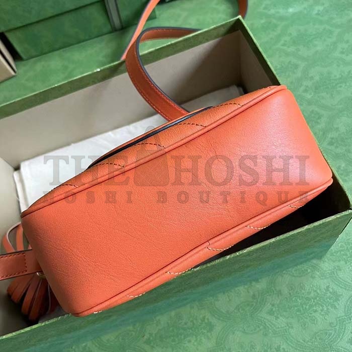 Gvc*1 Women GG Blondie Small Shoulder Bag Orange Leather Round Interlocking G Master Quality