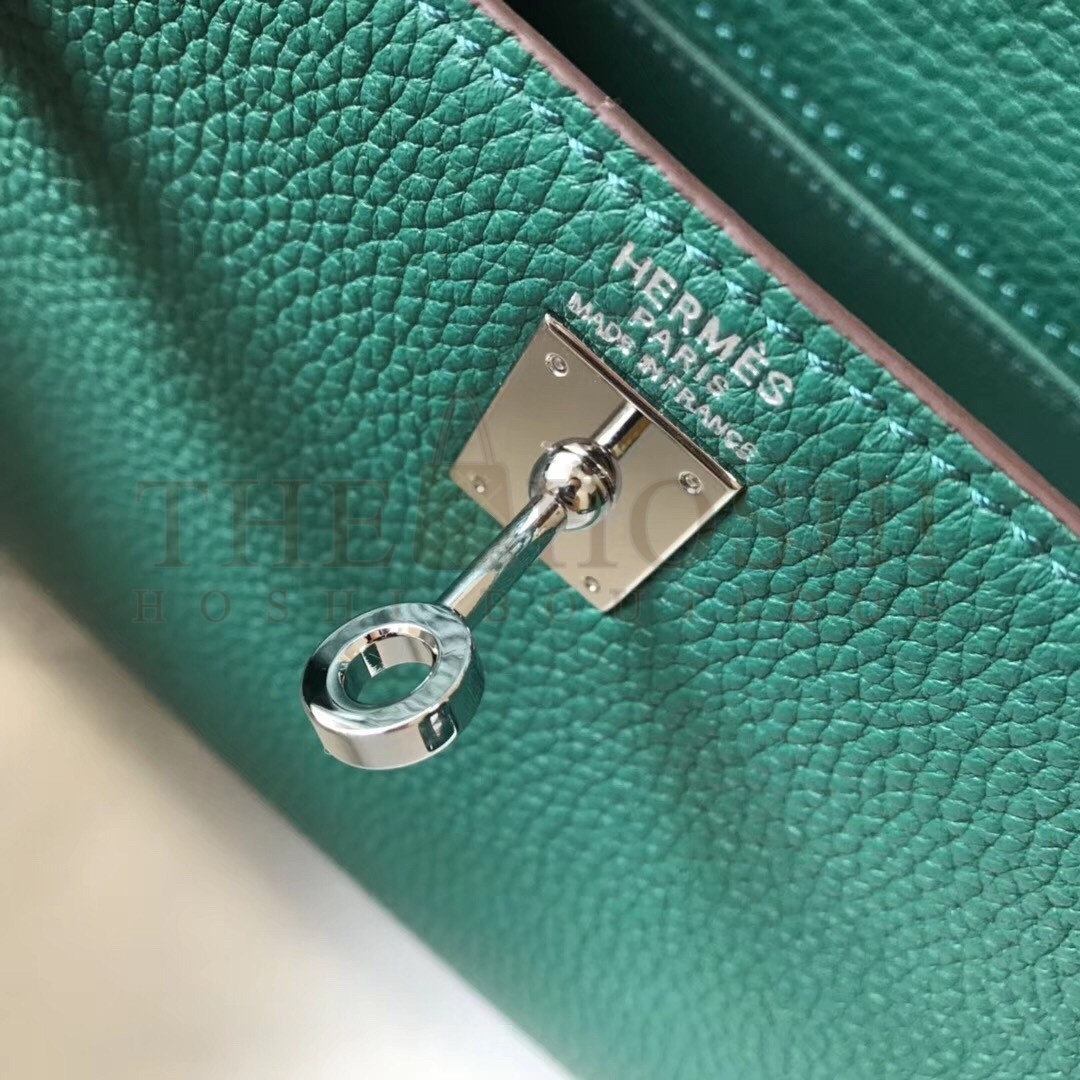H**me5 Mini Kelly 20cm Bag In Malachite Clemence Leather Master Quality