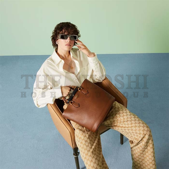 Gvc*1 Women Gvc*1 Diana Medium Tote Bag Double G Cuir Leather Bamboo Handles Master Quality