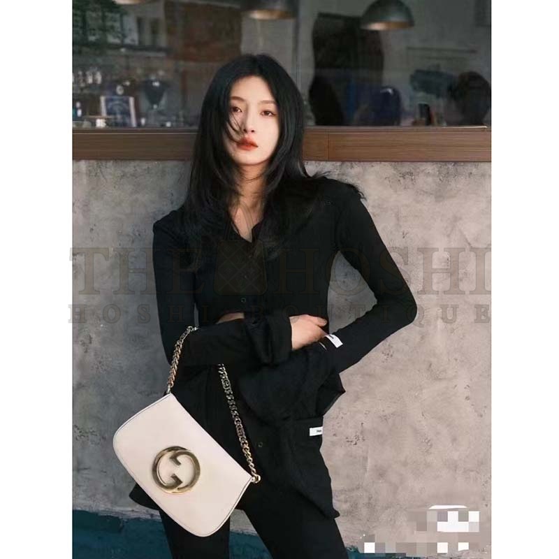 Gvc*1 Women GG Blondie Shoulder Bag White Leather Round Interlocking G Master Quality