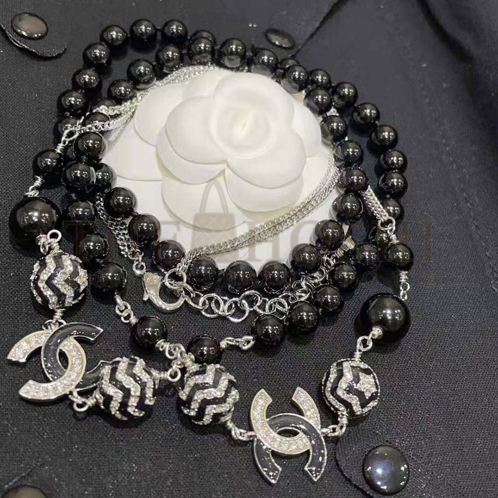 Ch**el Women Long Necklace in Metal Glass Pearls and Strass Master Quality