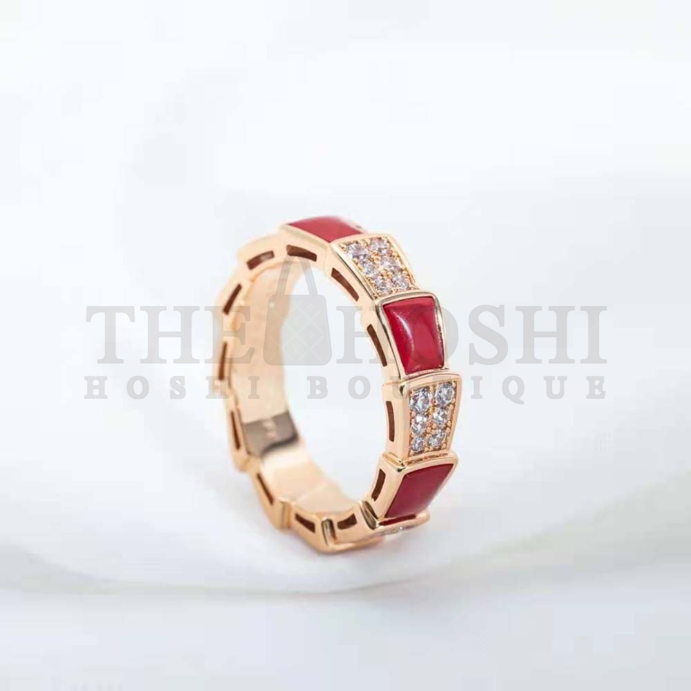 Bv1g*ai Women Serpenti Viper Band Ring in 18 KT Rose Gold-Red Master Quality