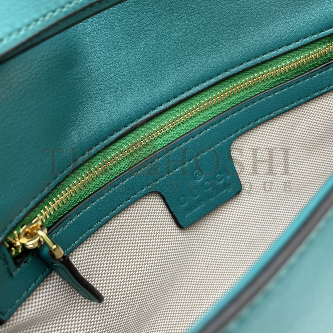 Gvc*1 Women GG Blondie Shoulder Bag Deep Blue Suede Interlocking G Master Quality