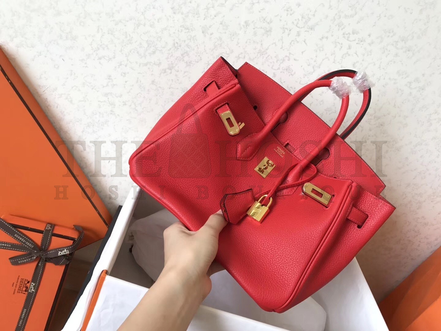 H**me5 Red Birkin 25cm Clemence Handmade Bag Master Quality