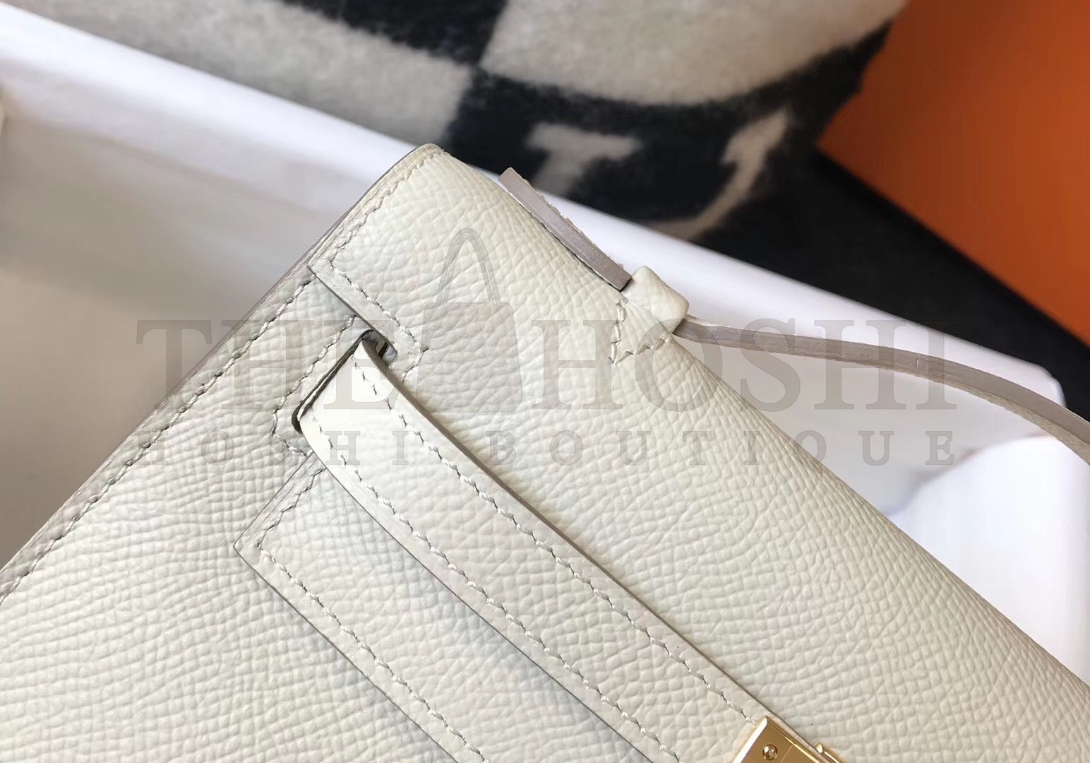 H**me5 Kelly Pochette Bag In White Epsom Leather Master Quality