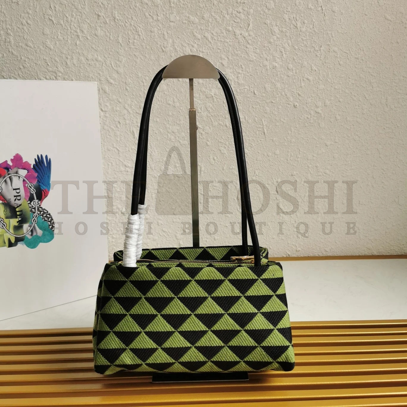 Pra*a S*pernova Small Shoulder Bag In Black/Green Fabric Master Quality