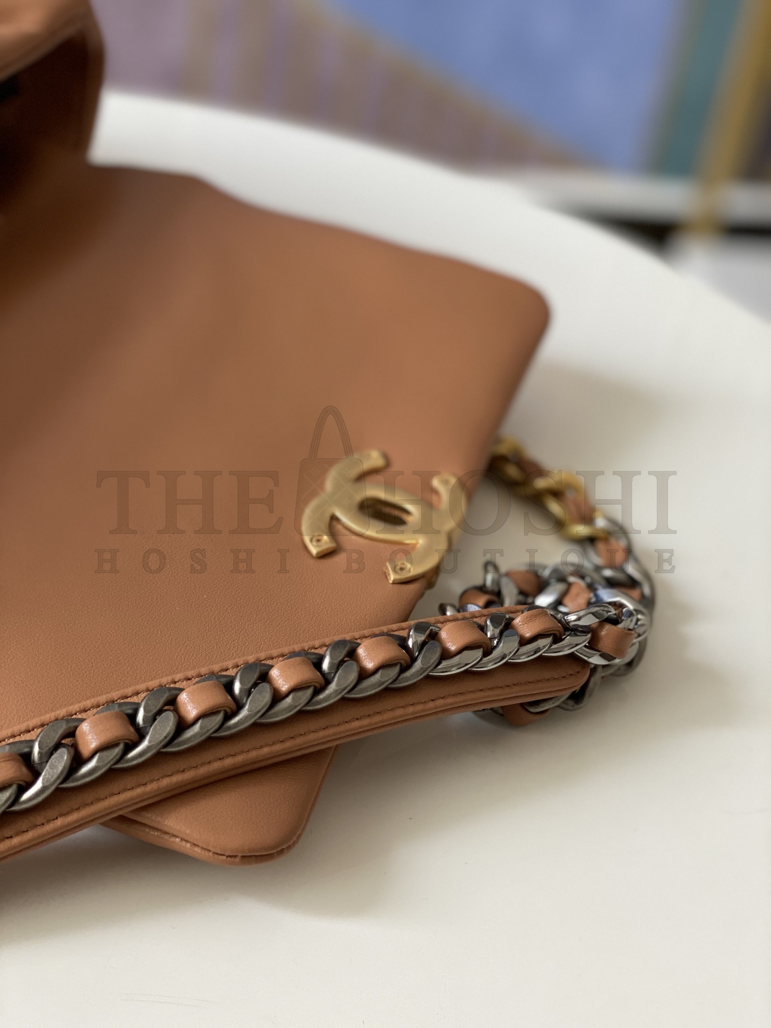 Ch**el Women Ch**el 19 Flap Bag Lambskin Gold Silver-Tone Ruthenium-Finish Metal Brown Master Quality