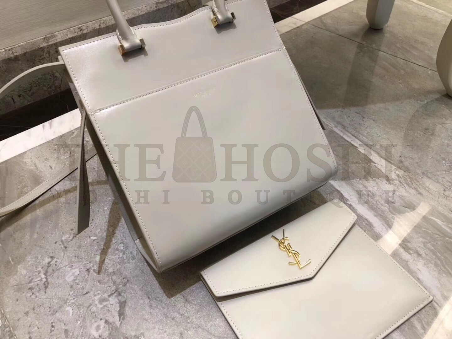 Sa1nt Lau*nt Uptown Small Tote In Blanc Smooth Leather Master Quality