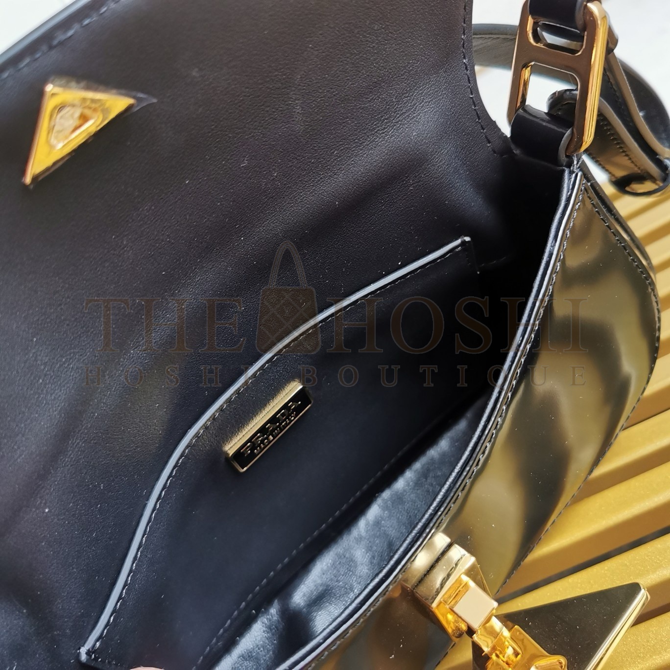 Pra*a Shoulder Bag in Black Brushed Calfskin Master Quality