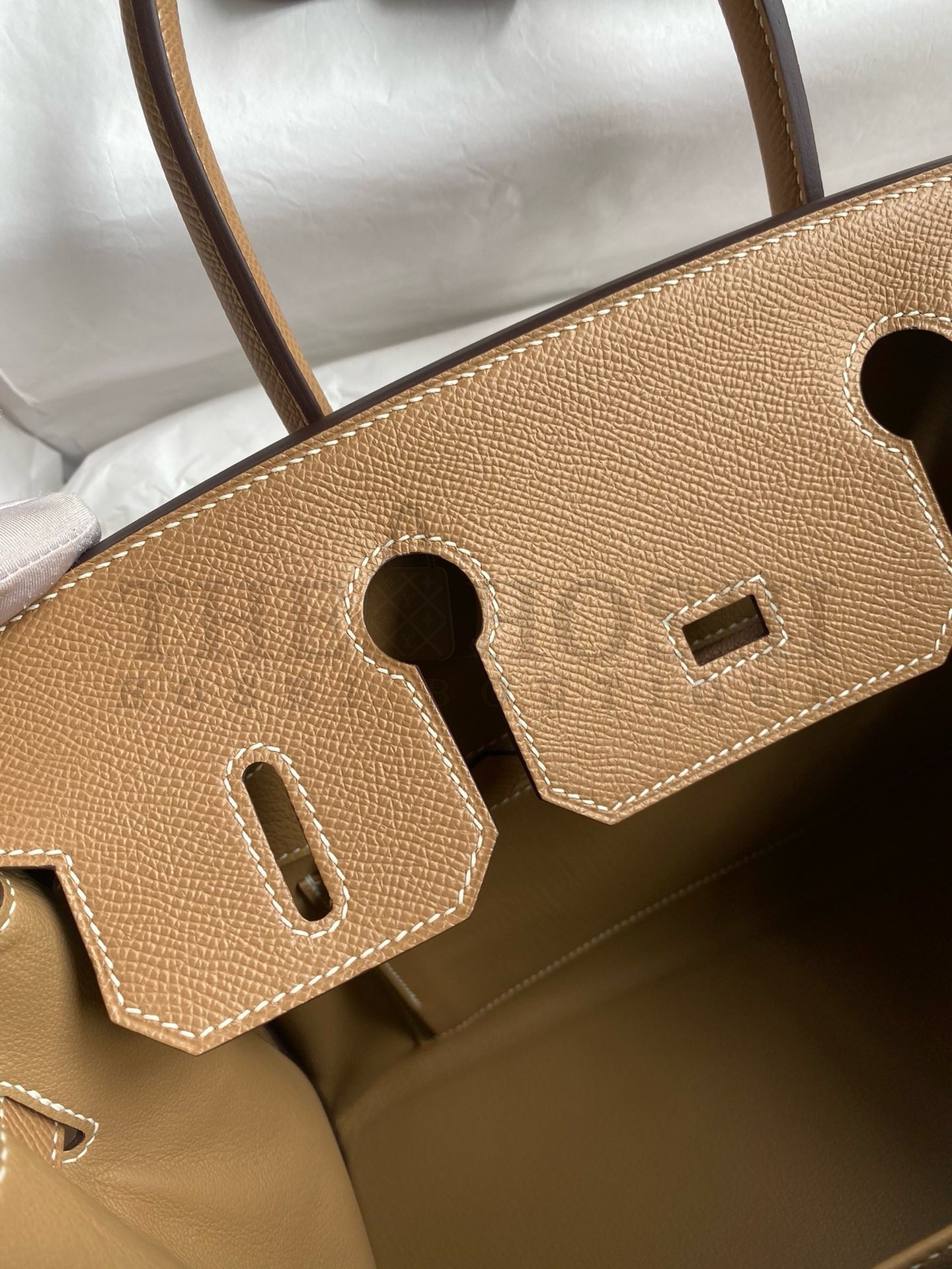 H**me5 Birkin 30 Handmade Bag In Toile & Chai Epsom Leather Master Quality