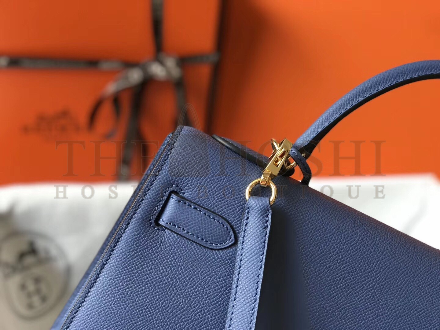H**me5 Kelly 28cm Sellier Bag In Blue Agate Epsom Leather Master Quality