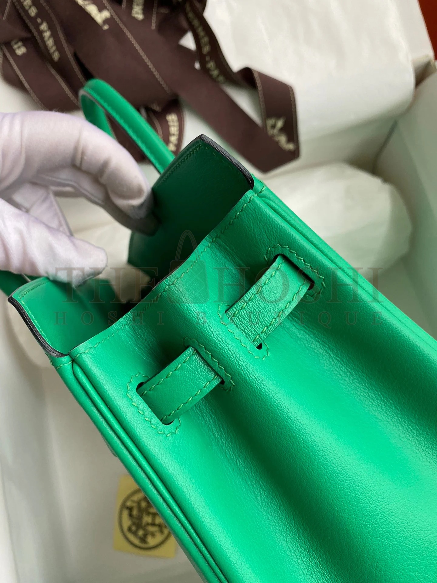 H**me5 Shadow Birkin 25 Limited Edition Bag In Green Swift Calfskin Master Quality