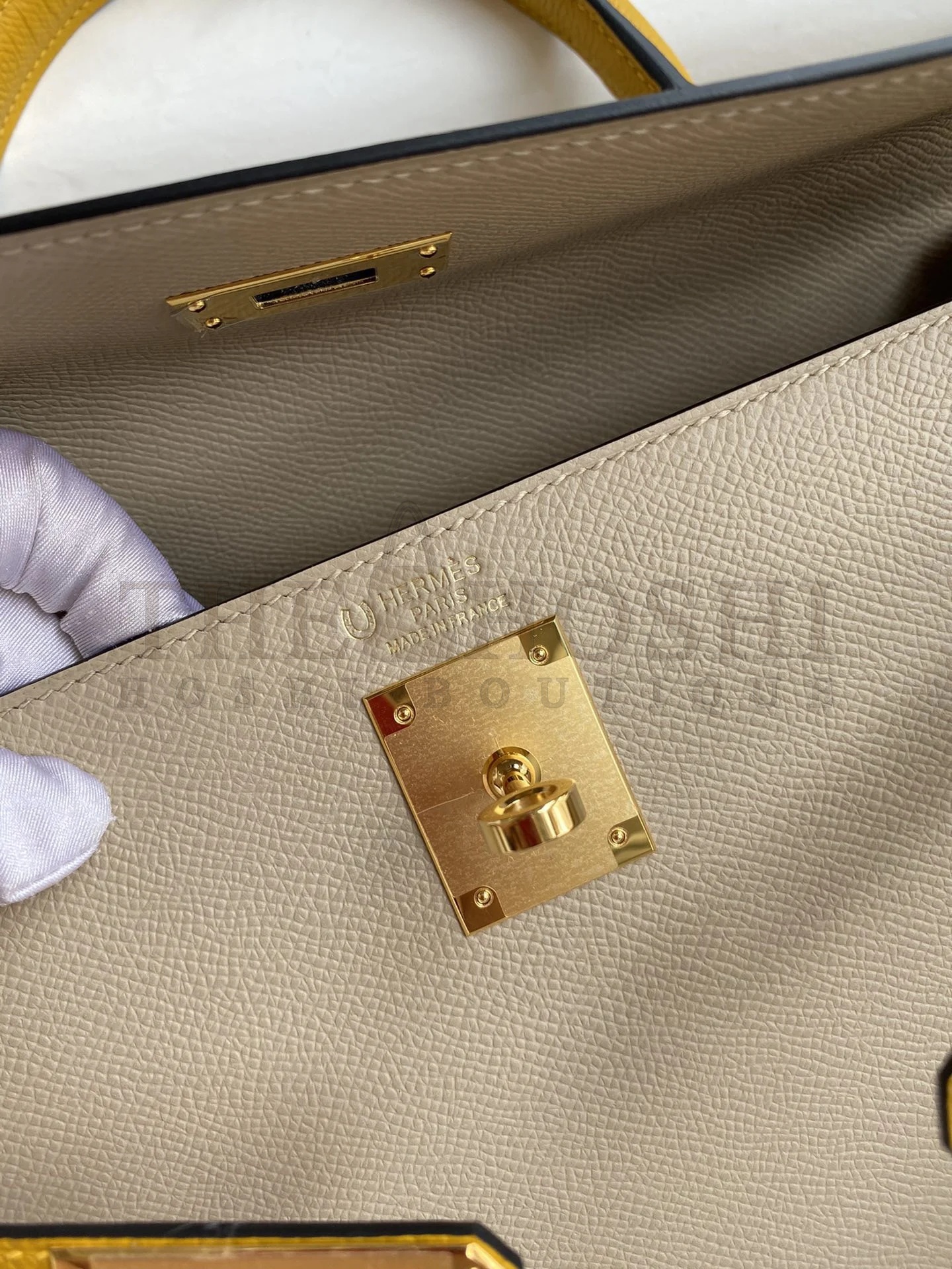 H**me5 Kelly Sellier 32 Bicolor Bag in Trench and Yellow Epsom Calfskin Master Quality