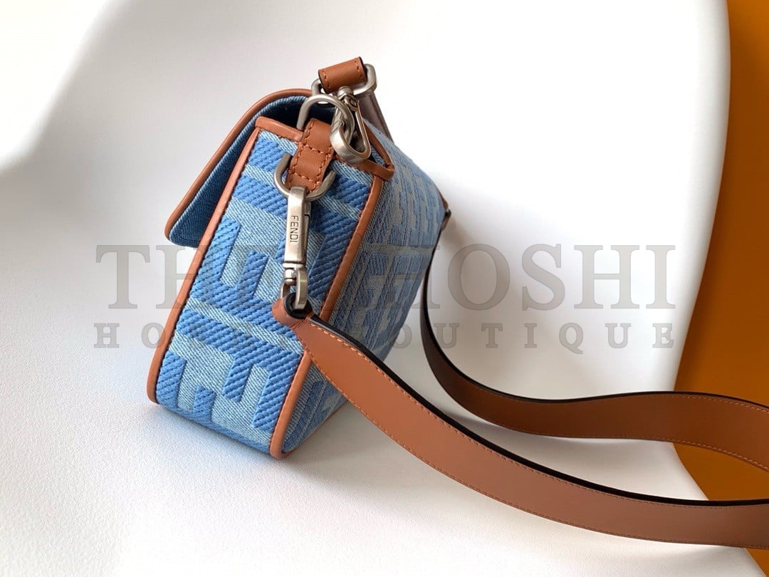 F**di Baguette Medium Bag in Denim with FF Embroidery Master Quality