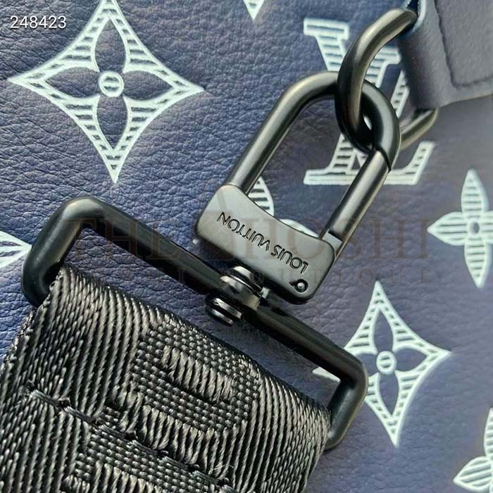 L0vis Vvtt0n LV Women Gaston Wearable Wallet Blue Monogram Shadow Calfskin Leather M83384 Master Quality