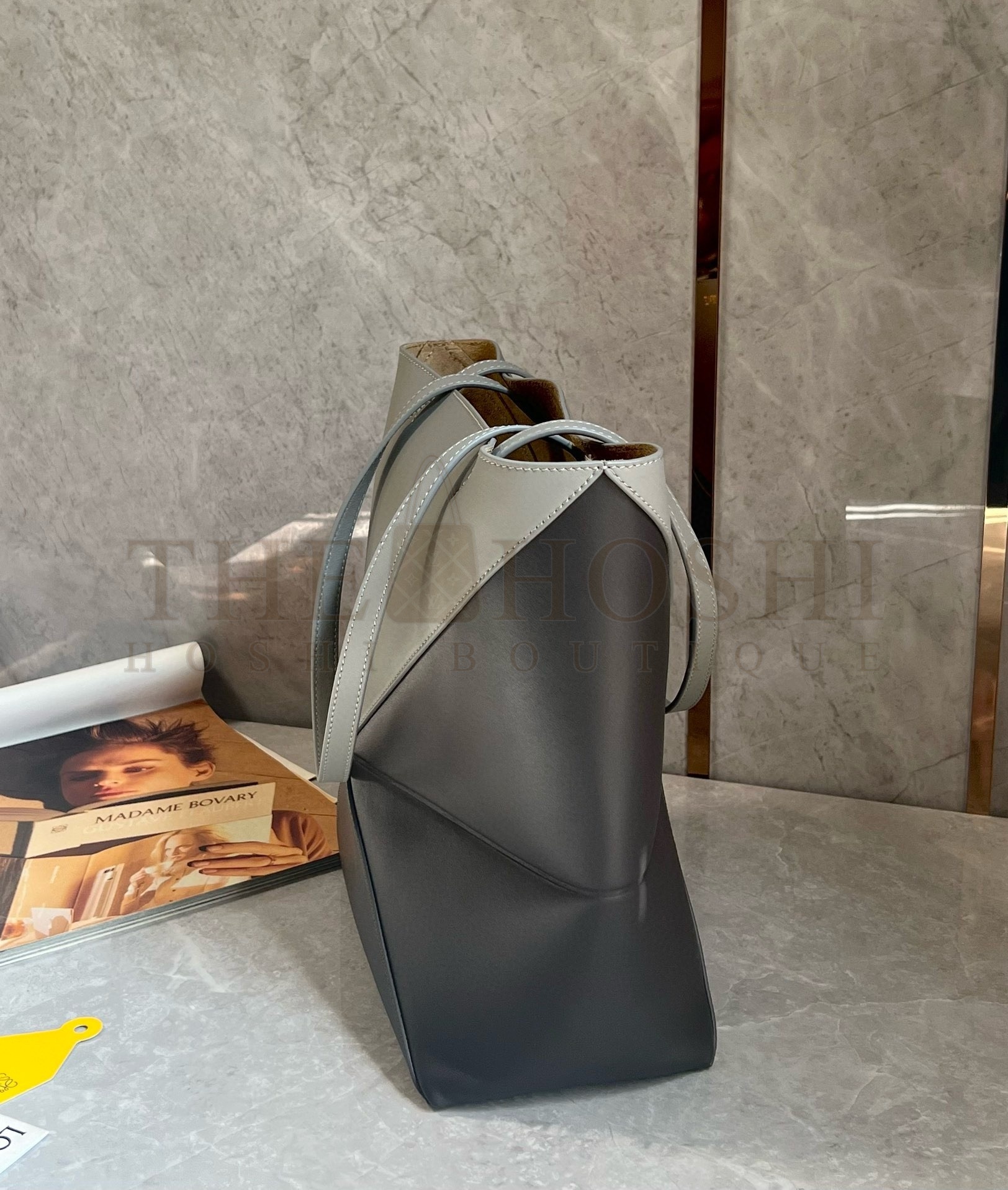 L0ew* Medium Puzzle Fold Tote Bag in Grey/Dark Green Calfskin Master Quality