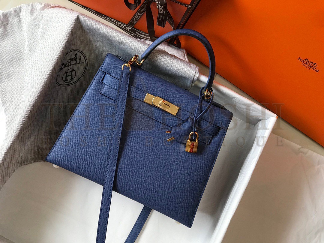 H**me5 Kelly 28cm Sellier Bag in Blue Agate Epsom Calfskin GHW Master Quality