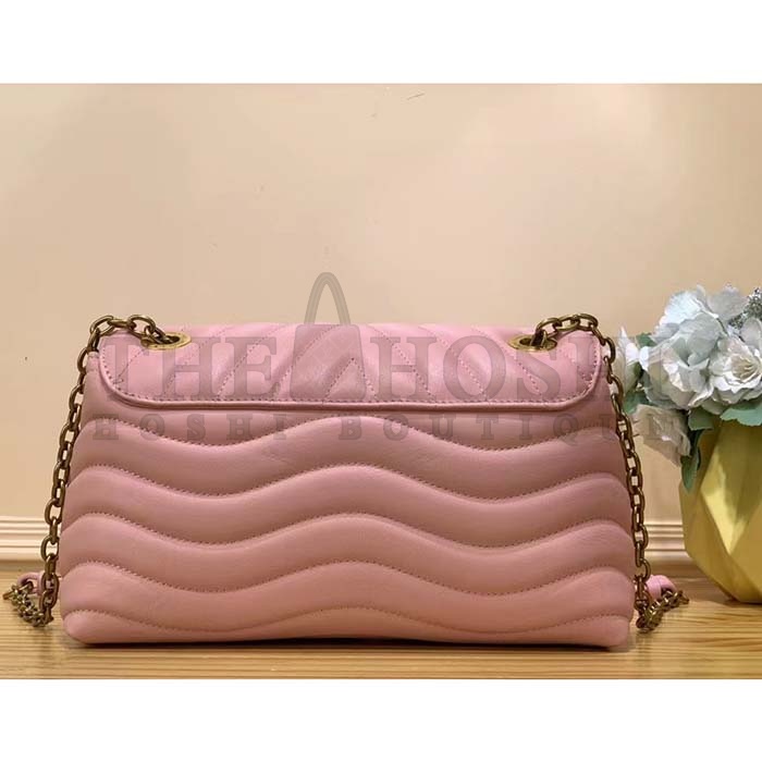 L0vis Vvtt0n LV Women New Wave Chain Bag MM Handbag Pink Smooth Cowhide Master Quality