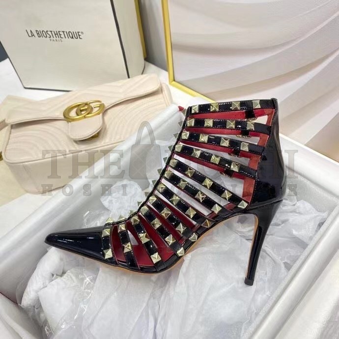 Va1e*ntin0 Rockstud Alcove Boots In Black Patent Leather Master Quality