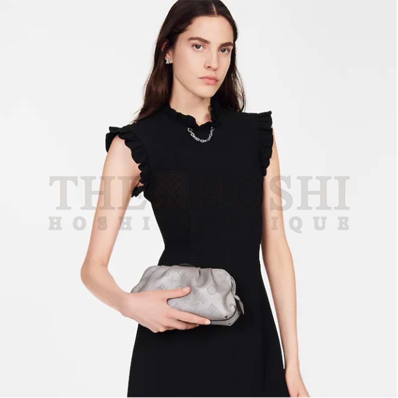 L0vis Vvtt0n LV Women Scala Mini Pouch Gris Souris Mahina Perforated Calf Leather Master Quality