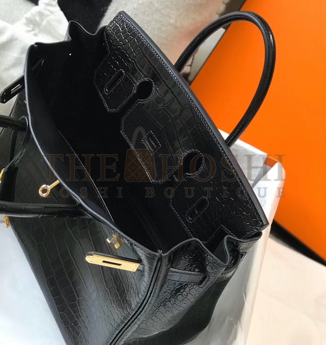 H**me5 Birkin 30cm Bag In Black Embossed Crocodile Leather Master Quality