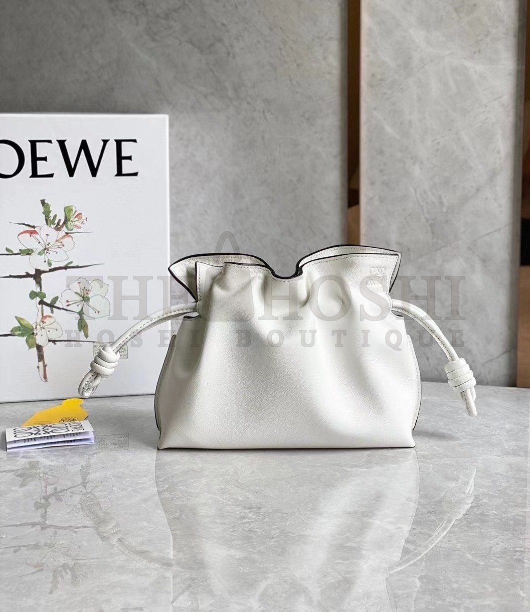 L0ew* Flamenco Mini Clutch In White Nappa Leather Master Quality