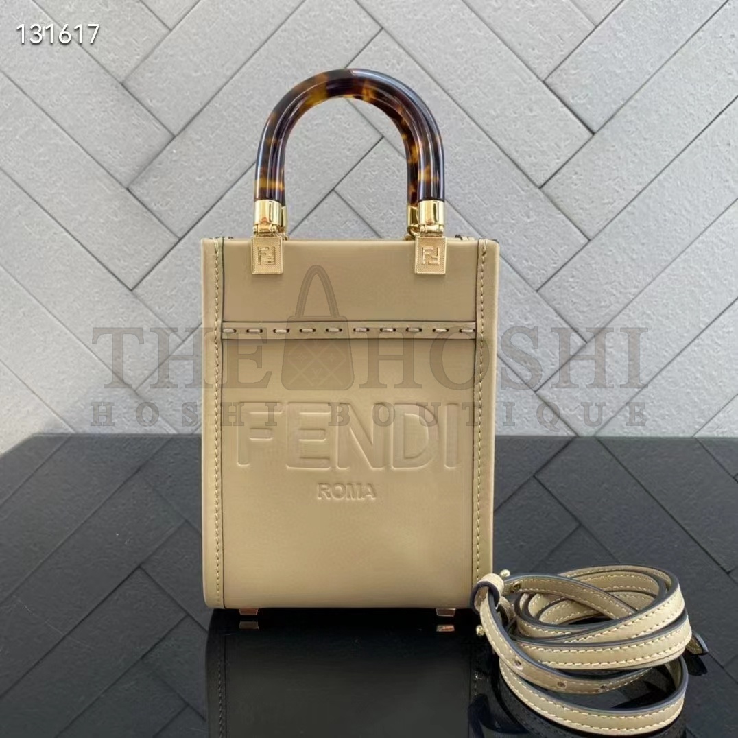 F**di Women Mini Sunshine Shopper Pale Pink Leather Mini Bag Master Quality