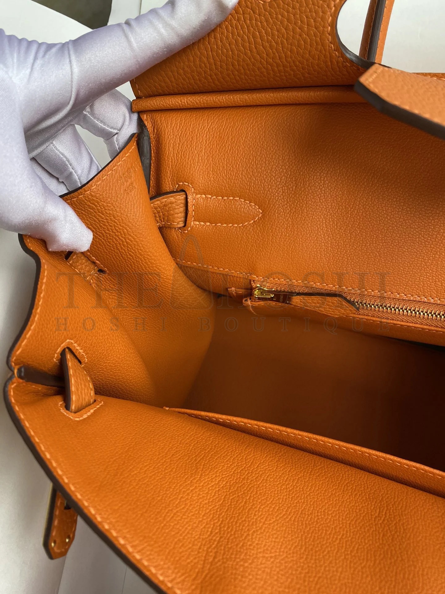 H**me5 Birkin 25 Retourne Handmade Bag In Orange Clemence Leather Master Quality