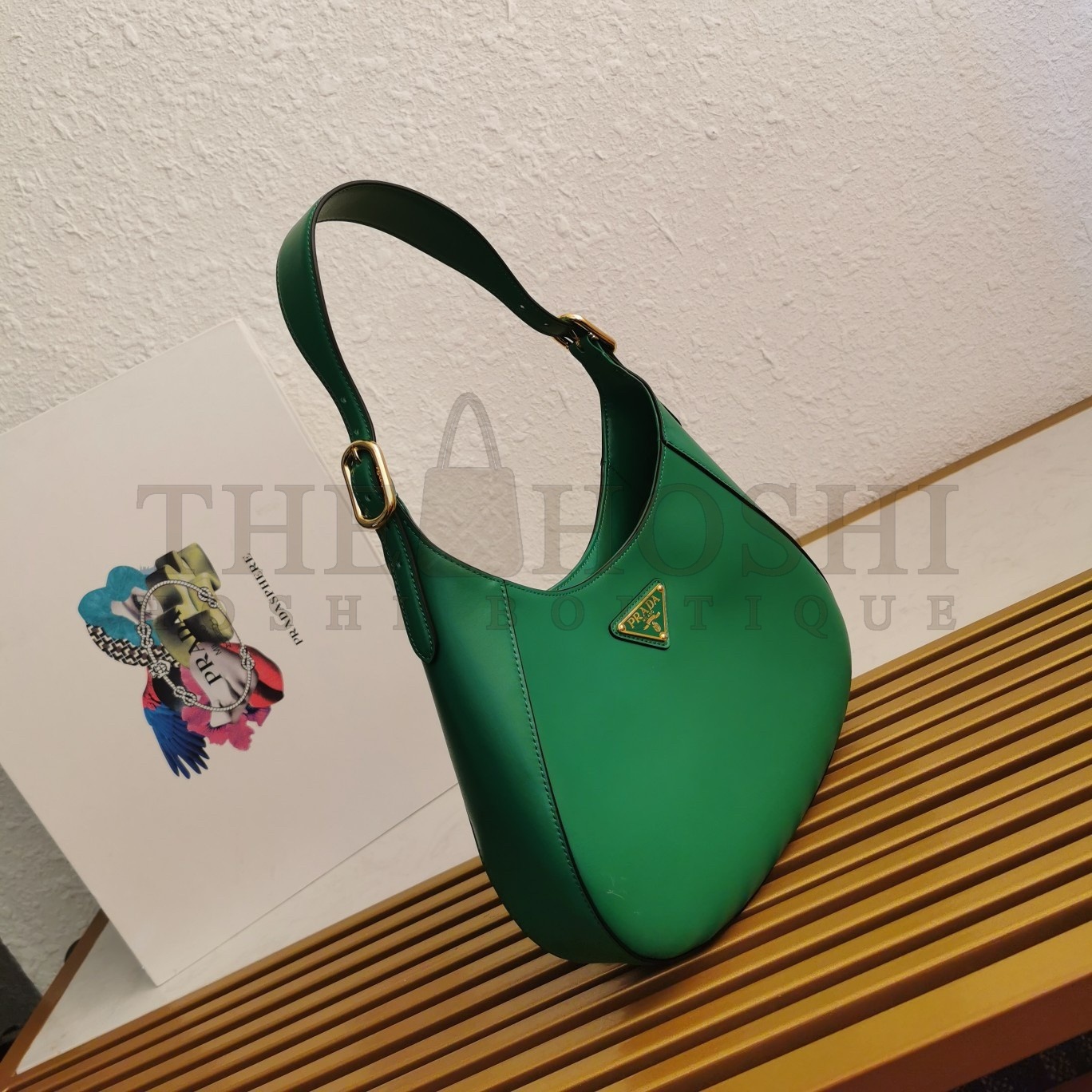 Pra*a Shoulder Bag in Green Leather Master Quality