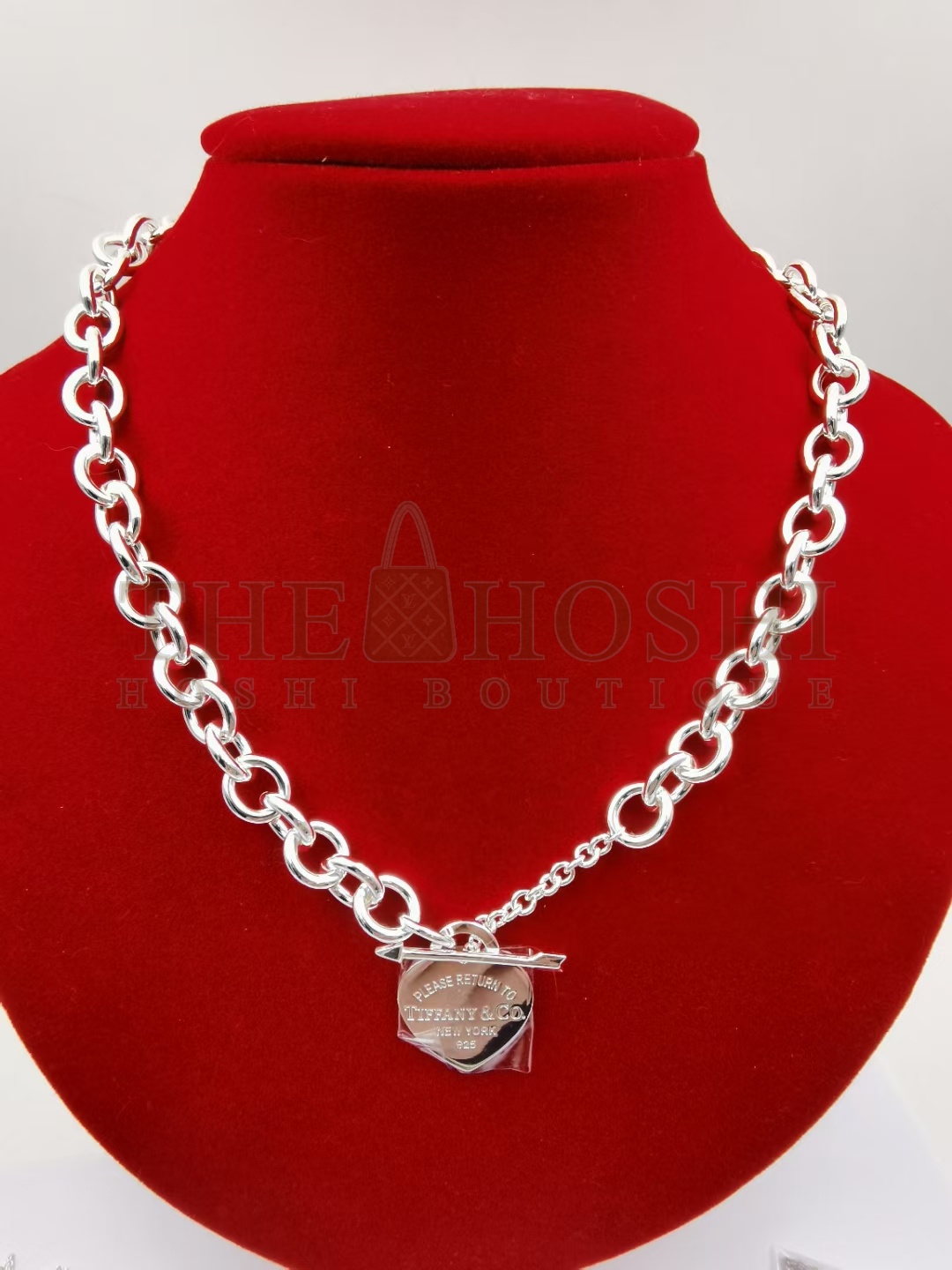 T*f*ny New Large Heart Arrow Chunky Necklace Bracelet Master Quality