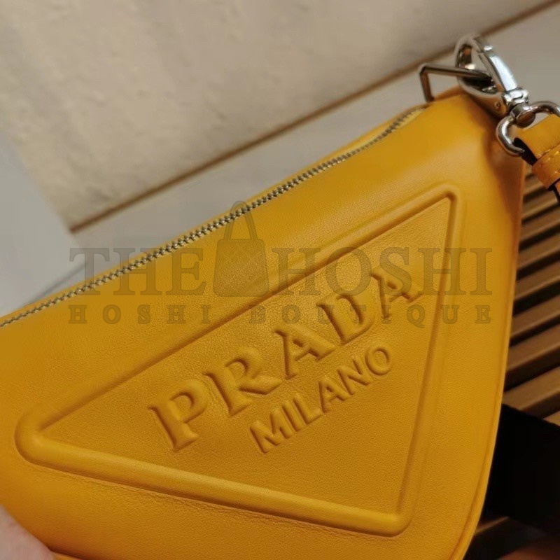 Pra*a Triangle Shoulder Bag In Yellow Leather Master Quality