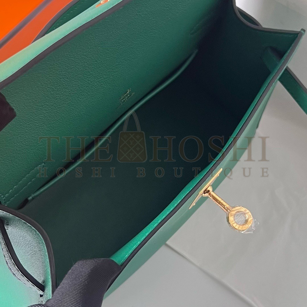 H**me5 Kelly Pochette Handmade Bag In Vert Vertigo Swift Calfskin Master Quality