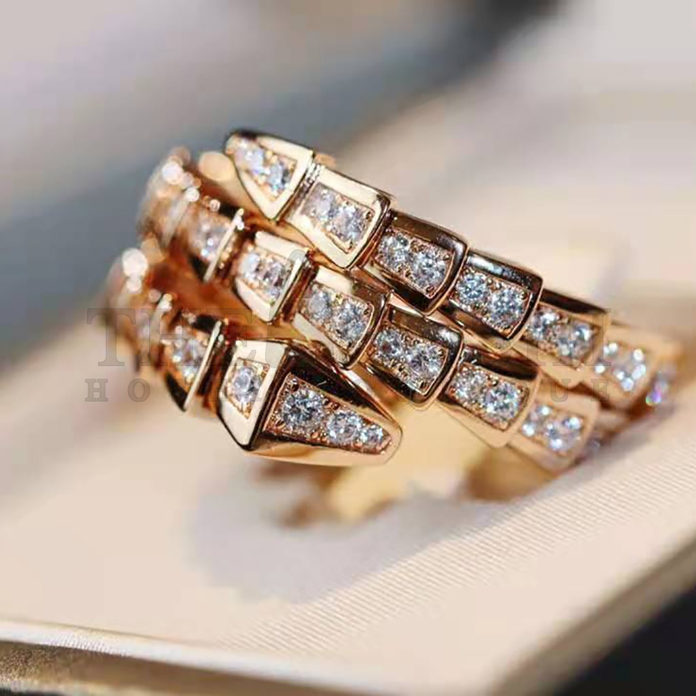 Bv1g*ai Women Serpenti Viper Two-coil 18 KT Rose Gold Ring Master Quality