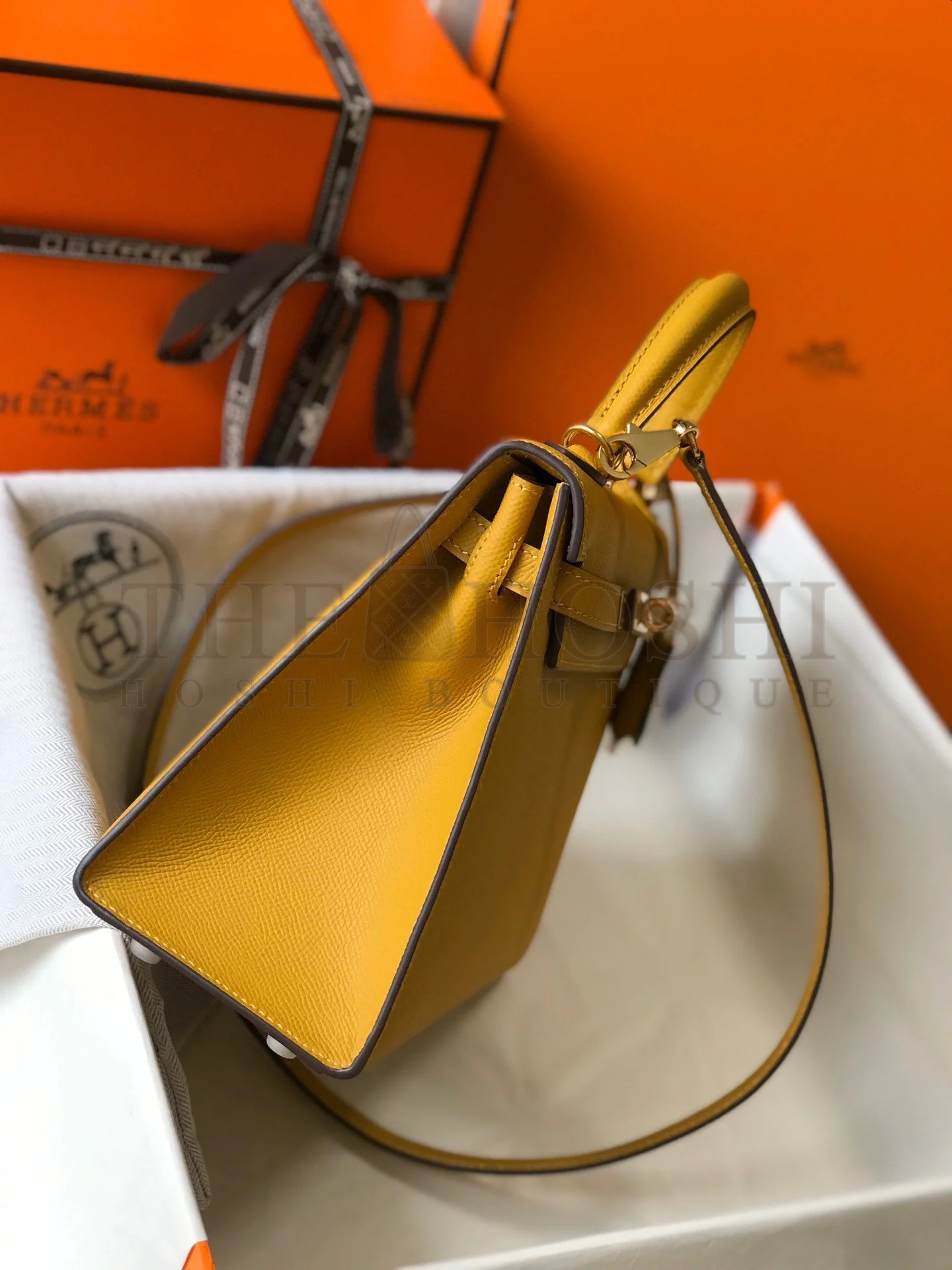 H**me5 Kelly 25cm Sellier Bag in Jaune Ambre Epsom Calfskin GHW Master Quality