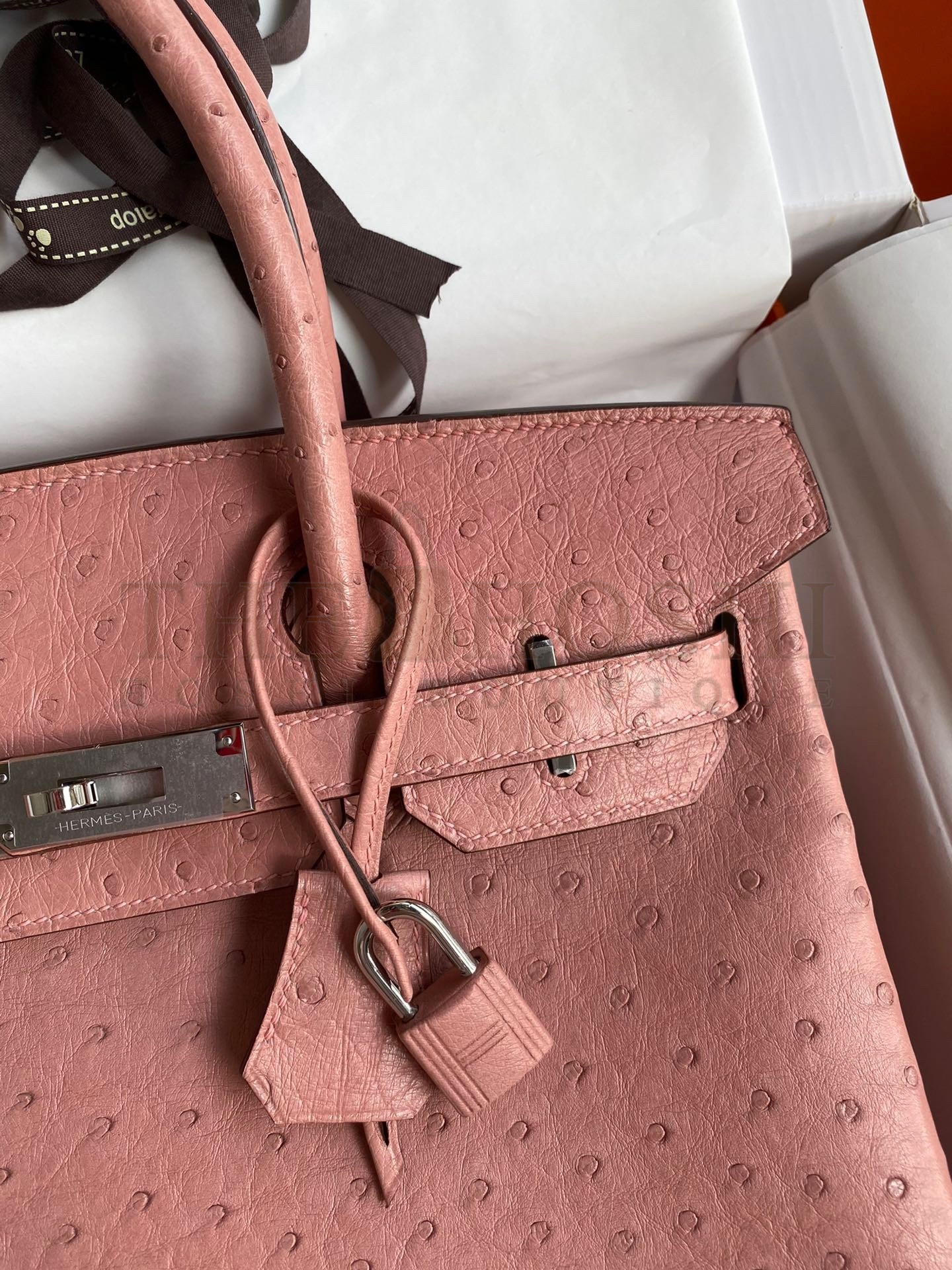 H**me5 Birkin 30 Retourne Handmade Bag In Terre Cuite Ostrich Leather Master Quality