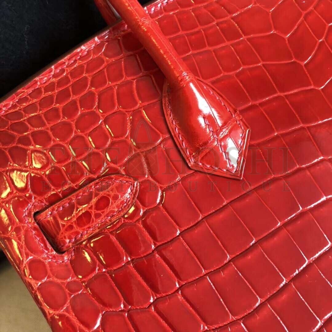 H**me5 Red Birkin 30cm Crocodile Niloticus Shiny Bag Master Quality