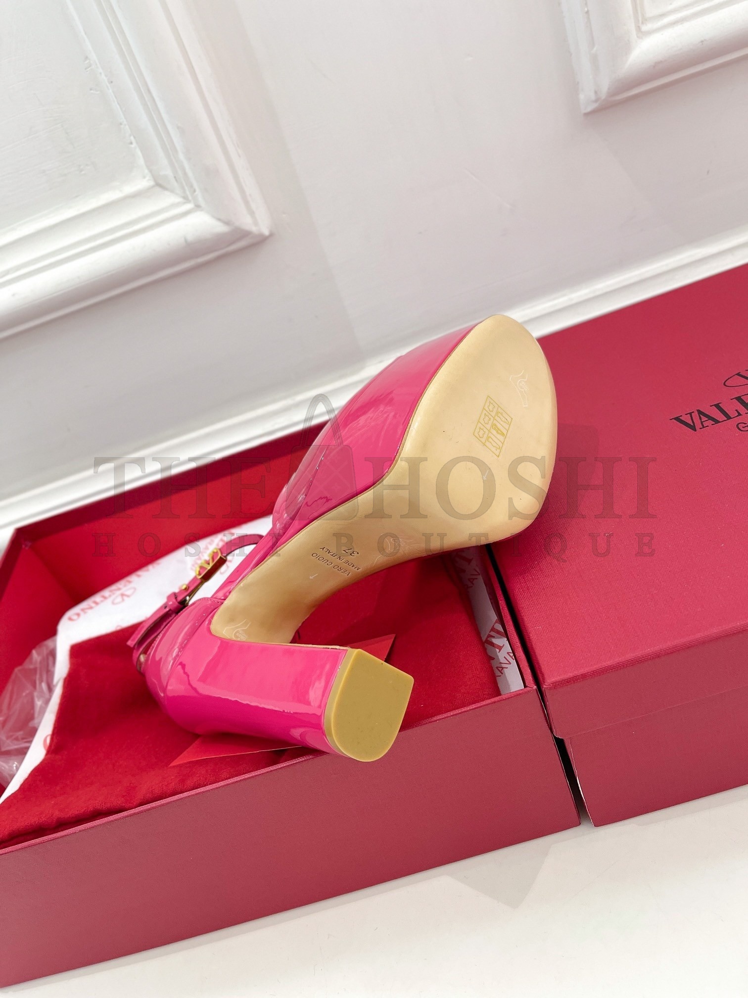 Va1e*ntin0 Tan-Go Platform Sandals 155mm In Rose Red Patent Leather Master Quality
