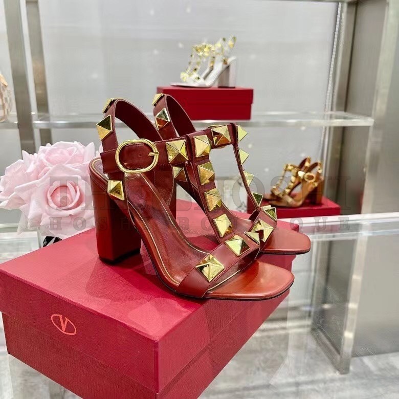 Va1e*ntin0 Roman Stud Sandals 90mm In Red Calfskin Master Quality