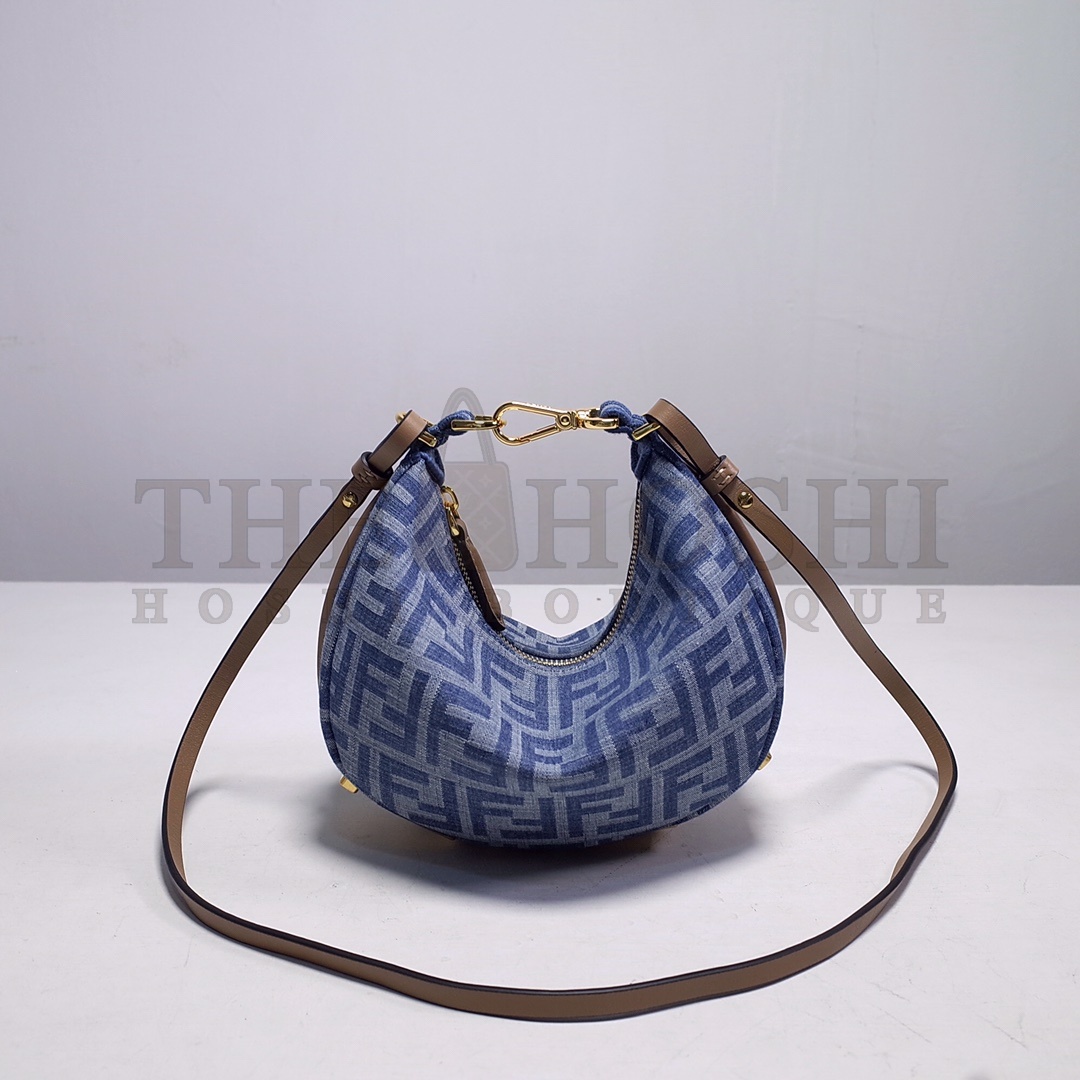 F**diGRAPHY light blue FF denim fabricmini bag Master Quality