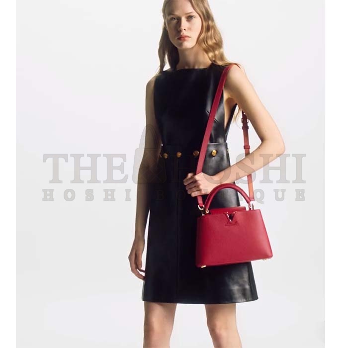 L0vis Vvtt0n LV Women Capucines BB Handbag Scarlet Red Taurillon Cowhide Leather Master Quality