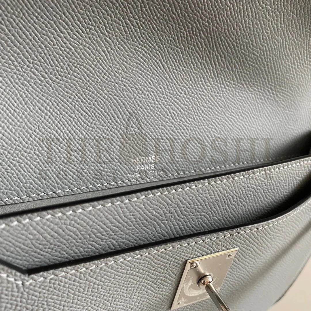 H**me5 Kelly Depeches 25 Pouch in Blue Lin Epsom Calfskin Master Quality