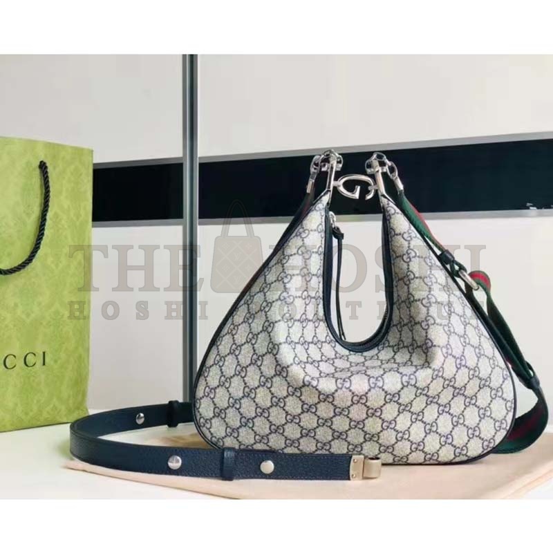 Gvc*1 Women GG Attache Large Shoulder Bag Beige Blue GG Svp*me Canvas Master Quality