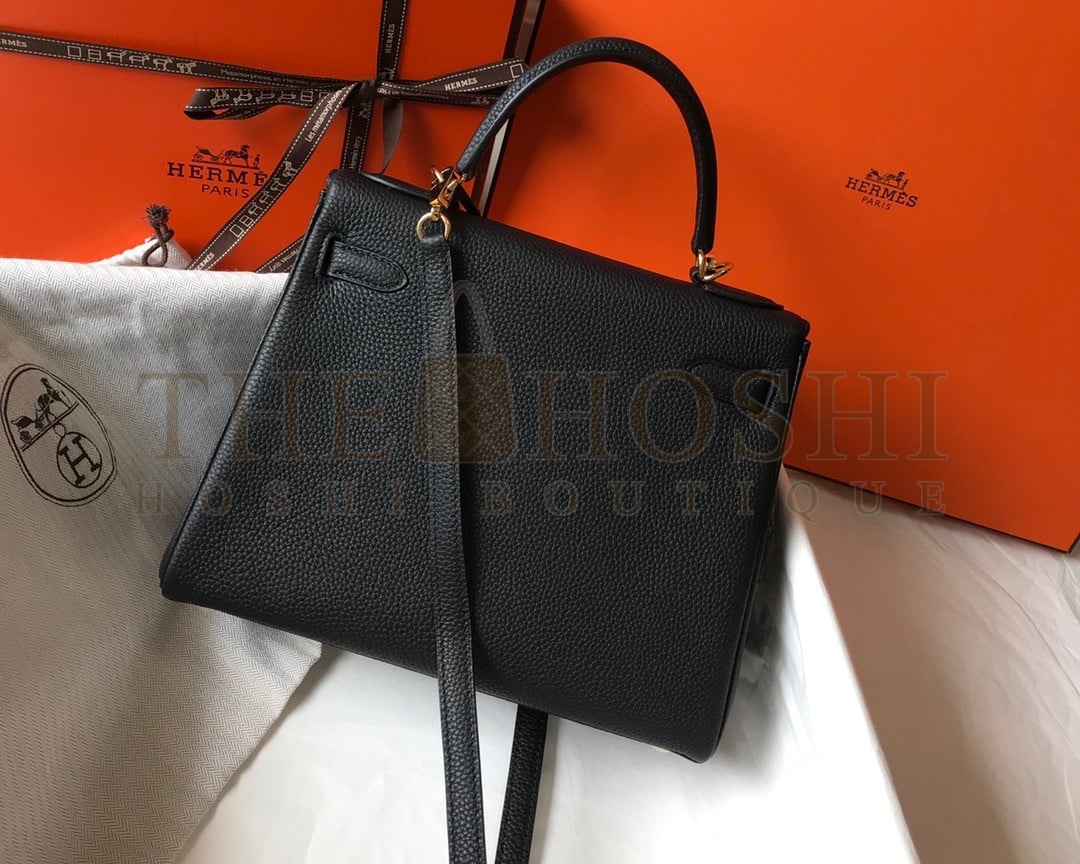 H**me5 Kelly 25cm Retourne Bag in Black Clemence Leather GHW Master Quality