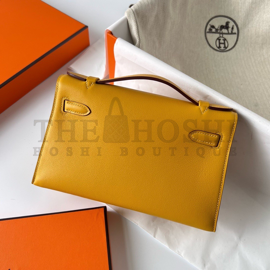 H**me5 Kelly Pochette Handmade Bag In Jaune Ambre Swift Calfskin Master Quality