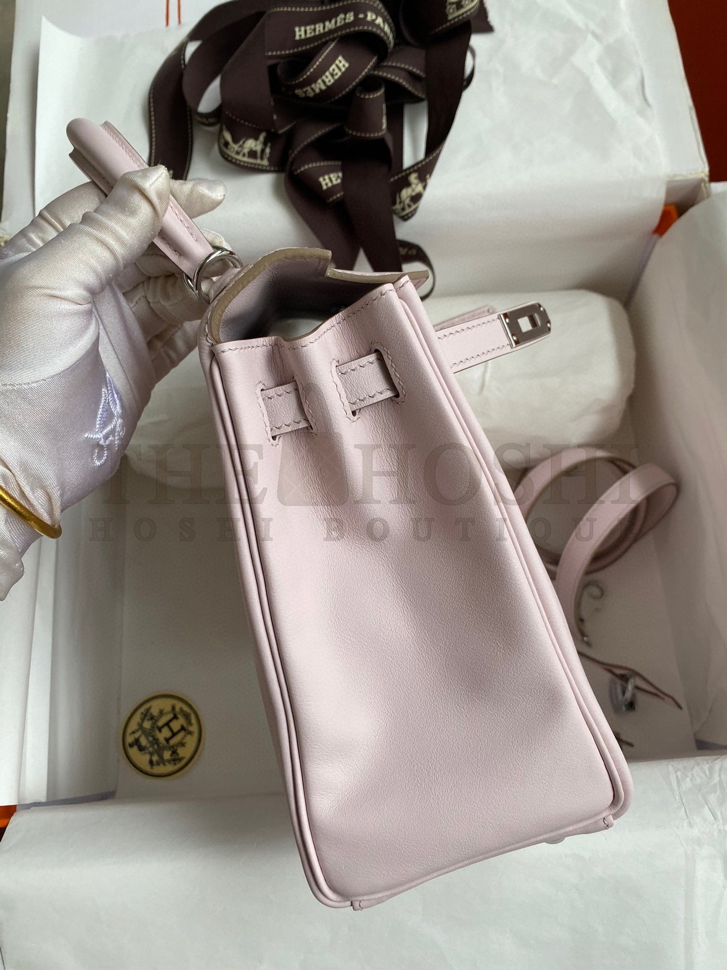 H**me5 Kelly Retourne 25 Handmade Bag In Mauve Pale Swift Calfskin Master Quality