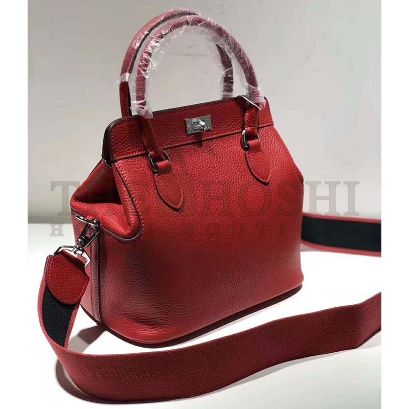 H**me5 Women Toolbox 26 Bag in Calfskin Leather-Maroon Master Quality