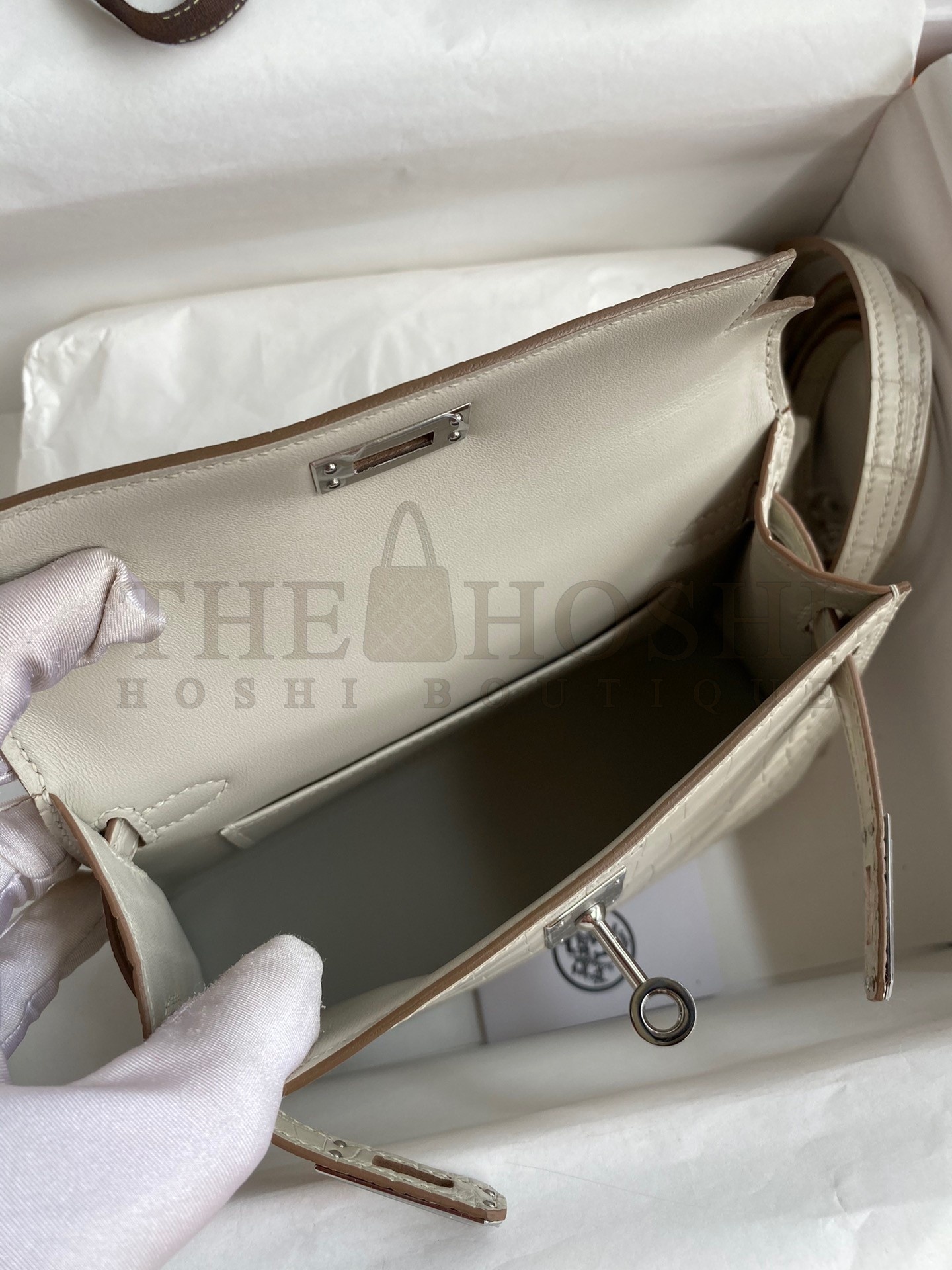 H**me5 Kelly Mini II Sellier Handmade Bag In Grey Matte Alligator Leather Master Quality